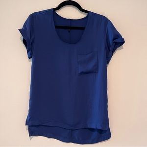 Reg & Bone Silky Soft Bright Blue Short Sleeve Shirt with frayed collar